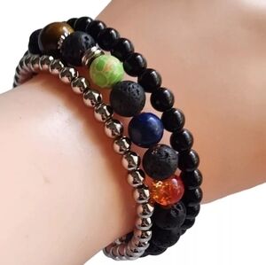 SYJUAN Forever Love Lava Rock Beads Beaded Wrap Stress Relief Bracelet